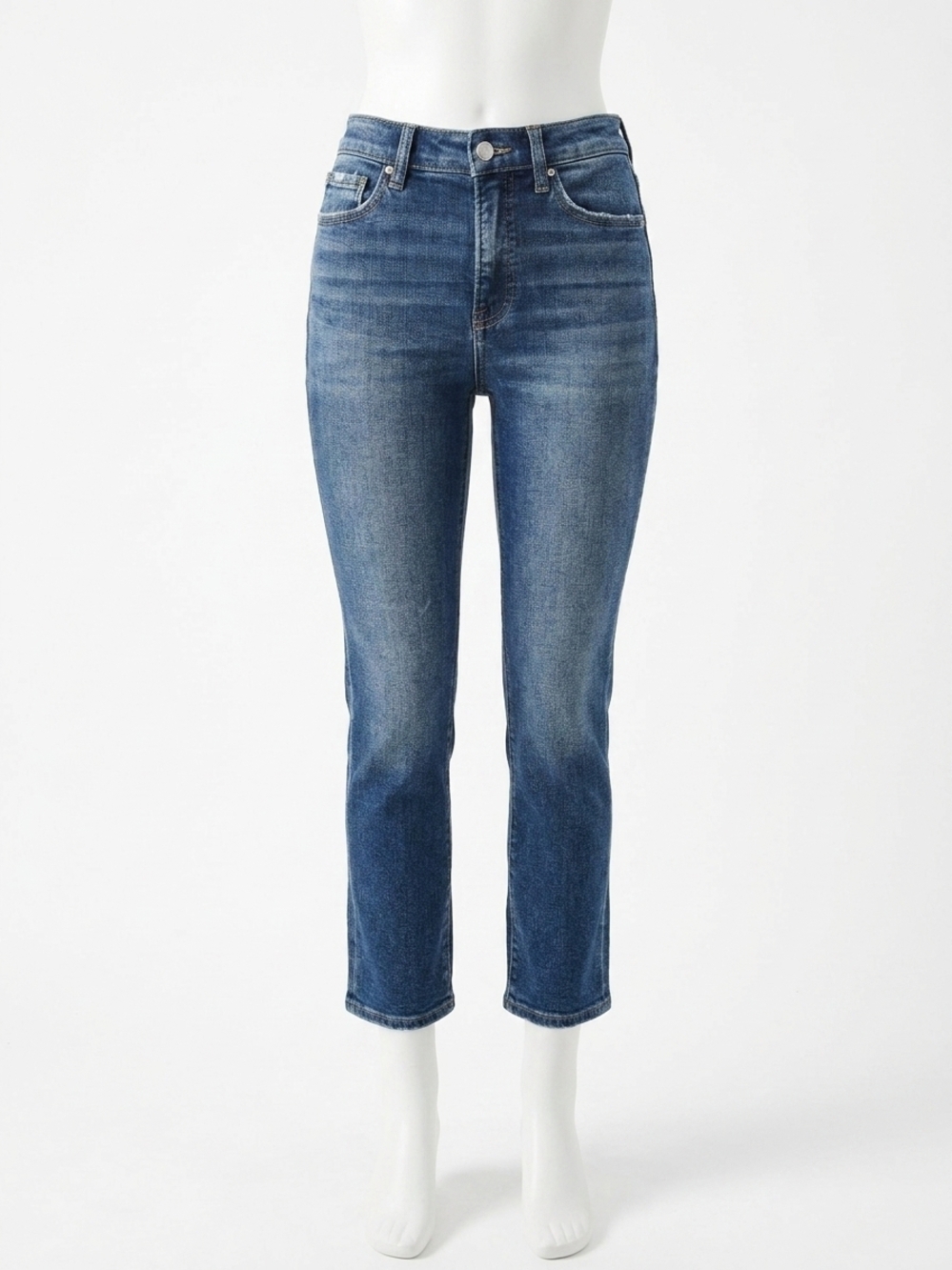 NEW RISEN carissa high rise straight leg crop denim jeans in blue